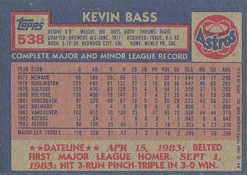1984 Topps #538 Kevin Bass Back