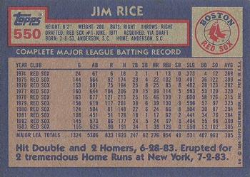1984 Topps #550 Jim Rice Back