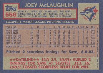 1984 Topps #556 Joey McLaughlin Back