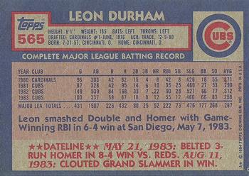 1984 Topps #565 Leon Durham Back