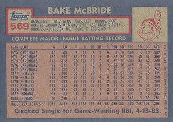 1984 Topps #569 Bake McBride Back