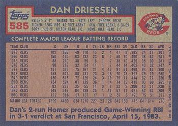 1984 Topps #585 Dan Driessen Back