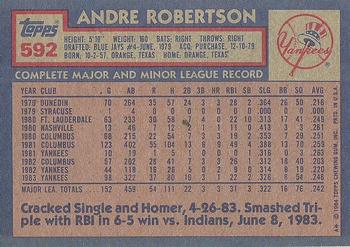 1984 Topps #592 Andre Robertson Back