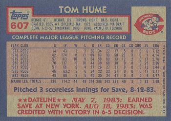 1984 Topps #607 Tom Hume Back