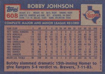 1984 Topps #608 Bobby Johnson Back
