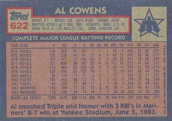 1984 Topps #622 Al Cowens Back