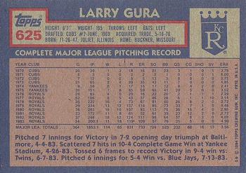 1984 Topps #625 Larry Gura Back