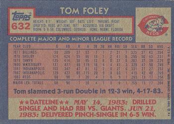 1984 Topps #632 Tom Foley Back