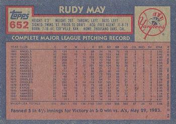 1984 Topps #652 Rudy May Back