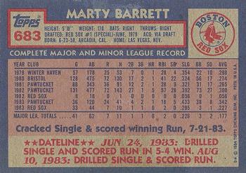 1984 Topps #683 Marty Barrett Back