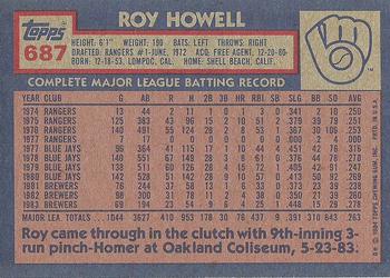 1984 Topps #687 Roy Howell Back