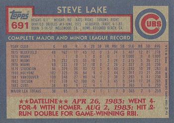 1984 Topps #691 Steve Lake Back