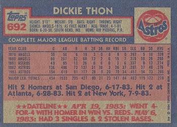 1984 Topps #692 Dickie Thon Back