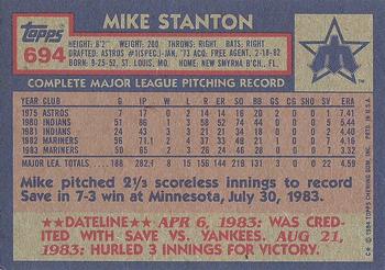 1984 Topps #694 Mike Stanton Back