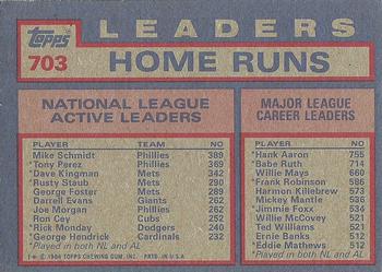 1984 Topps #703 NL Active Career Home Run Leaders (Mike Schmidt / Tony Perez / Dave Kingman) Back