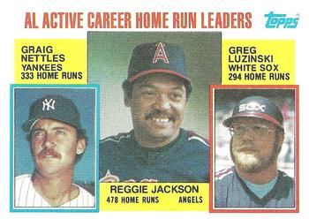1984 Topps #712 AL Active Career Home Run Leaders (Reggie Jackson / Graig Nettles / Greg Luzinski) Front