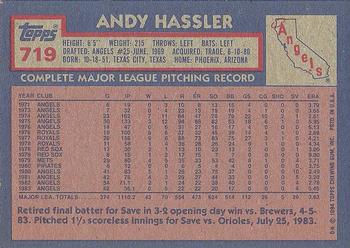 1984 Topps #719 Andy Hassler Back