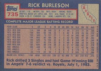 1984 Topps #735 Rick Burleson Back