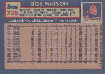 1984 Topps #739 Bob Watson Back