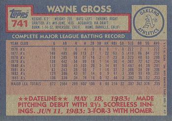 1984 Topps #741 Wayne Gross Back