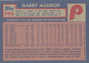 1984 Topps #755 Garry Maddox Back
