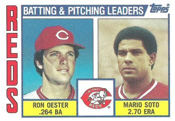 1984 Topps #756 Reds Leaders / Checklist (Ron Oester / Mario Soto) Front