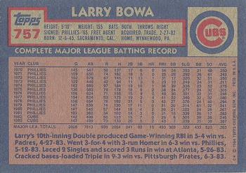 1984 Topps #757 Larry Bowa Back