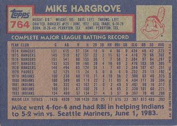 1984 Topps #764 Mike Hargrove Back