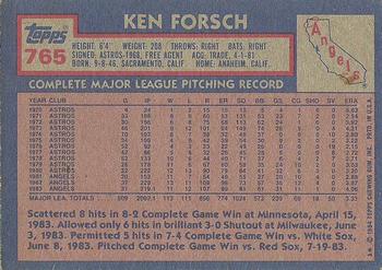 1984 Topps #765 Ken Forsch Back