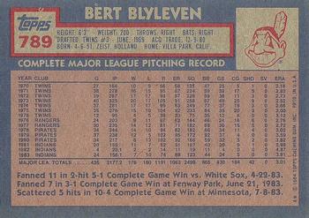 1984 Topps #789 Bert Blyleven Back