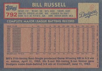 1984 Topps #792 Bill Russell Back