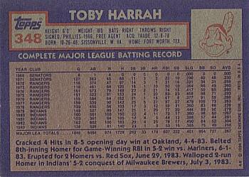 1984 Topps #348 Toby Harrah Back