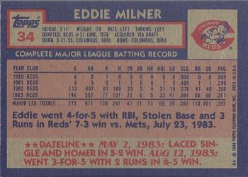 1984 Topps #34 Eddie Milner Back