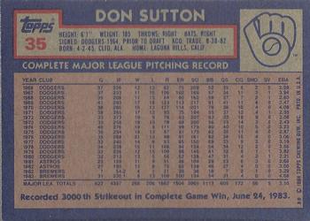 1984 Topps #35 Don Sutton Back