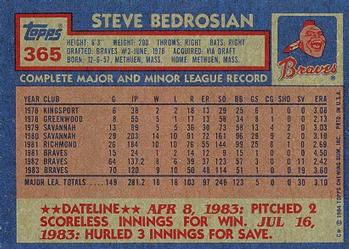 1984 Topps #365 Steve Bedrosian Back