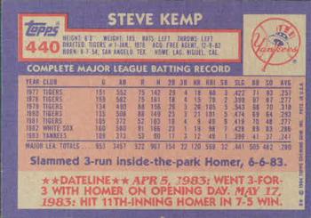 1984 Topps #440 Steve Kemp Back