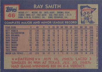 1984 Topps #46 Ray Smith Back
