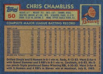 1984 Topps #50 Chris Chambliss Back