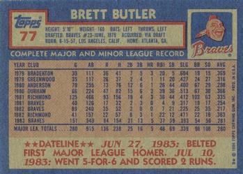 1984 Topps #77 Brett Butler Back