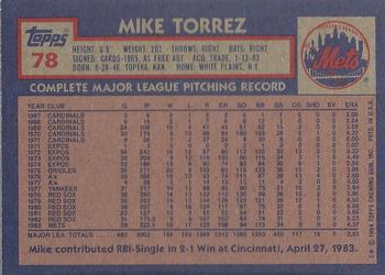 1984 Topps #78 Mike Torrez Back