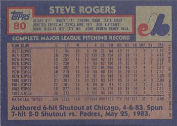 1984 Topps #80 Steve Rogers Back