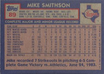 1984 Topps #89 Mike Smithson Back