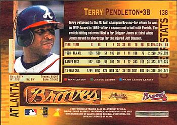 1997 Pinnacle #138 Terry Pendleton Back