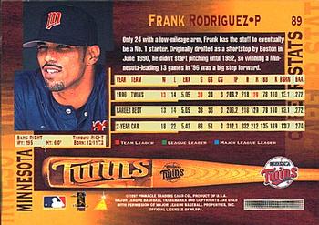 1997 Pinnacle #89 Frank Rodriguez Back