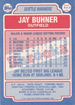 1989 Topps Bazooka #4 Jay Buhner Back