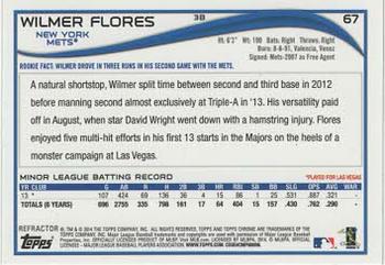 2014 Topps Chrome - Purple Refractors #67 Wilmer Flores Back