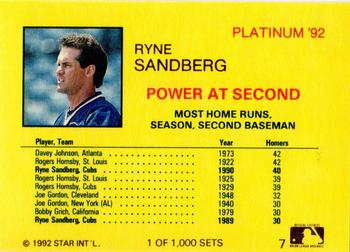 1992 Star Platinum #7 Ryne Sandberg Back