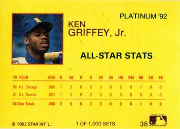 1992 Star Platinum #38 Ken Griffey Jr. Back