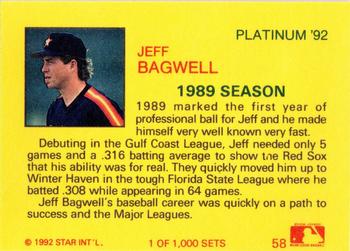 1992 Star Platinum #58 Jeff Bagwell Back