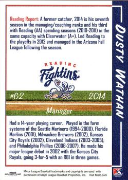 2014 Grandstand Reading Fightin Phils #31 Dusty Wathan Back